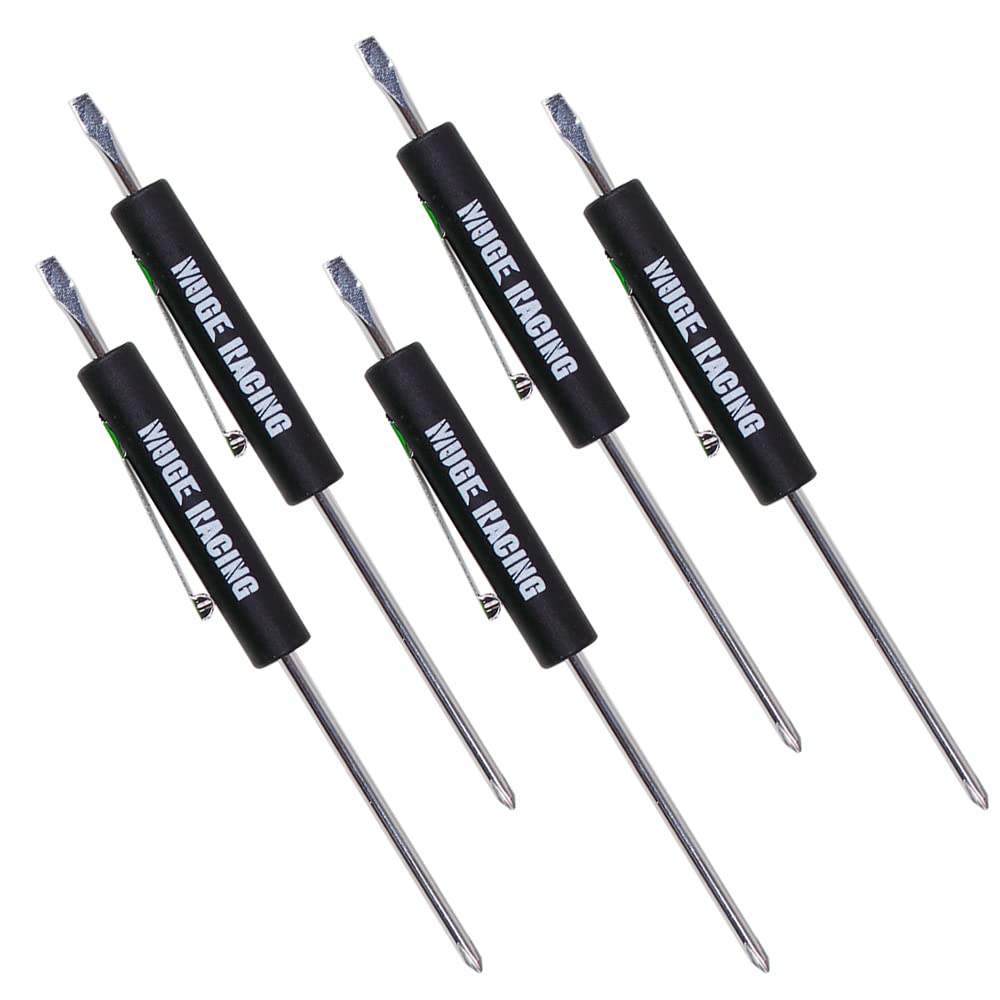 MUGE Racing Pocket Screwdriver double Blade Head Set with Clip Mechanical Magnetic Slotted Head Two Magnet Top Heads Mini Tops And Pocket Clips (5, BLACK)