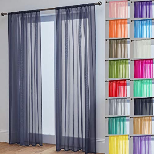 John Aird Lucy Voile Curtains - Rod Pocket Slot Top - Pair Net Curtains - 2 Panels (Dark Grey, W 58" x L 48")