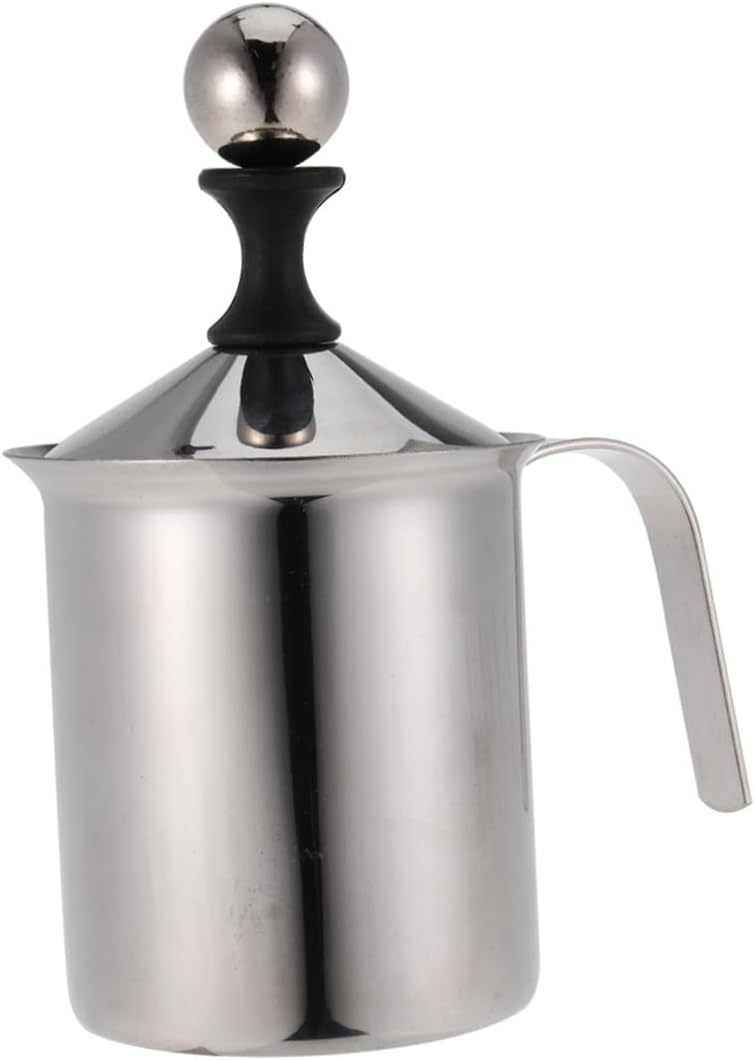 Stainless Steel Double Mesh Milk Frother 400ml Milk Creamer Manual Milk Frother Creamer Easy Foam Maker