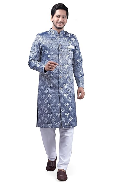 XEPON Mens Ethnic Wear Dark Blue Traditional Indo Western Set XEPON Mens Ethnic Wear Dark Blue Traditional Indo Western Set