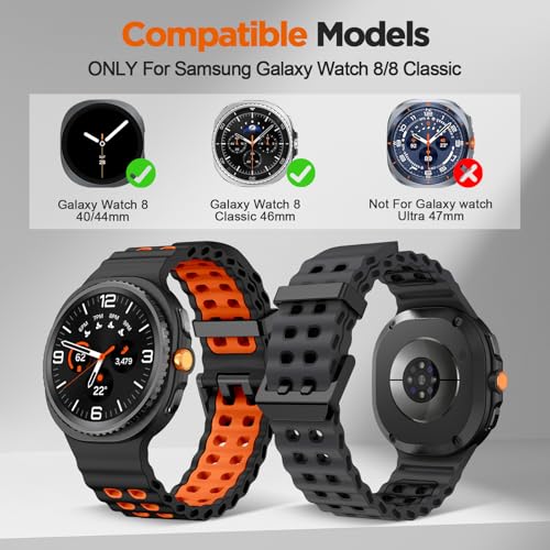 Image of Compatible with Samsung Galaxy Watch 8 Classic Strap 46mm Silicone Sport Galaxy Watch 8 Strap 44mm 40mm Replacement Band(No Watch)