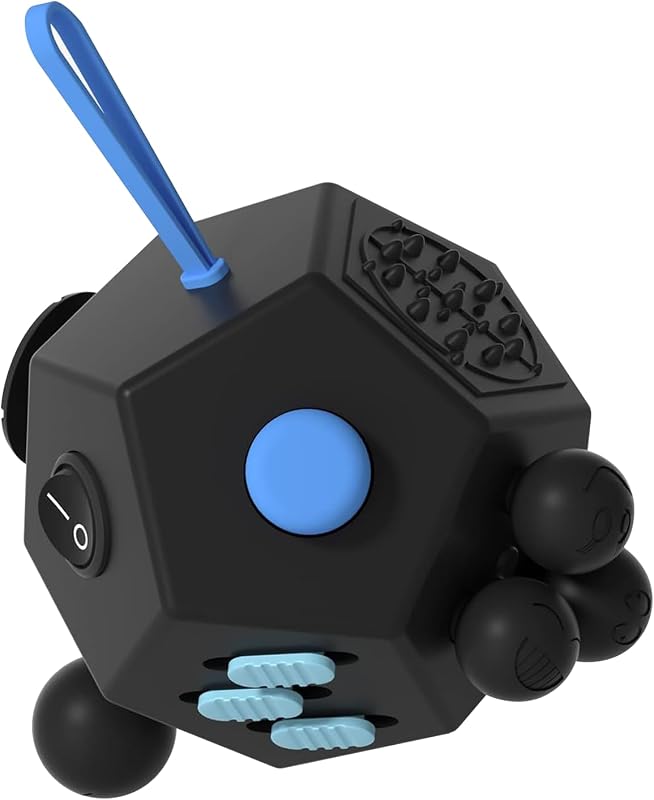 Fidget Dodecagon –12-Side Fidget Toys Cube Relieves Stress and Anxiety Anti Depression Travel Toy Silent Compact Classroom Gifts Stocking Stuffers for Children and Adults（A5 Black）