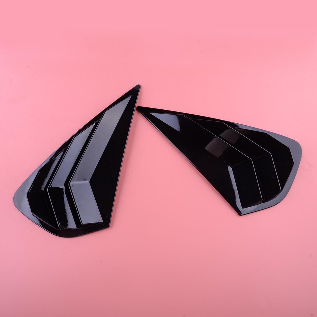 beler 2Pcs Gloss Black ABS Side Rear Window Louver Shutter Cover Trim Compatible for Kia Forte 2019-2022