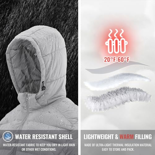 Image of Rdruko Men's Puffer Jacket with Detachable Hood Lightweight | Water Resistant, Insulated, Winter Puffy Coat, 4 Pockets