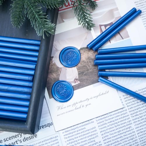 Zifospy 7mm Mini-Heißklebepistolen-Siegelwachsstäbe, geeignet für Siegelstempel, Grußkarten, Briefe, Flaschenverschlüsse und DIY-Handwerk,36 Stück （Marineblau）