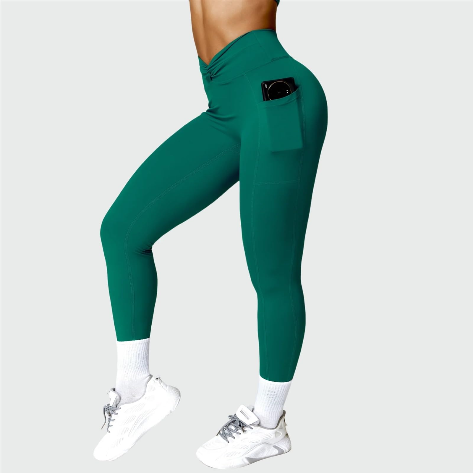 Pantalones de Yoga for mujer, mallas de entrenamiento for correr con cintura cruzada, cintura alta, levantamiento de cadera, sensación desnuda, mallas deportivas for gimnasio Leggings mujer(Haze Blue,