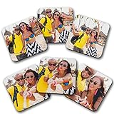 HB Art Design UPLOAD 6 DIFFERENT PHOTO CUSTOM COASTER Print SET OF 6 Glossy Hardboard Personalized Photo Collage Picture Photo Prints Personalized Gifts Christmas Gift Decorations