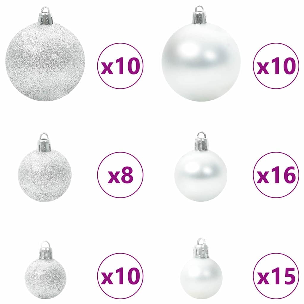 Sapin de Noël artificiel blanc 210 cm, PE et PVC, 300 LED blanc chaud, support pliable, pour intérieur et extérieur, durable
