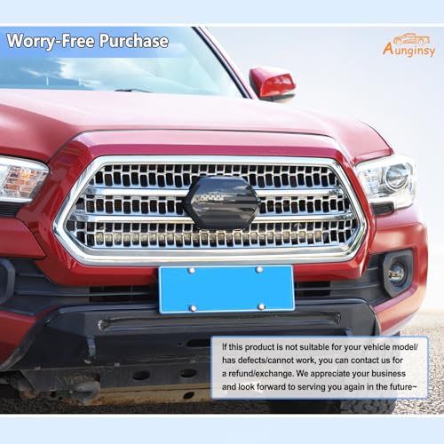 Image of Aunginsy Front Emblem Trim Cover Compatible with Toyota Tacoma 2016-2023, Front Hood Center Grille Emblem Badge Logo Cover Circle Ring Decorator Overlay ABS Accessories, Not Fit with Sensors Version
