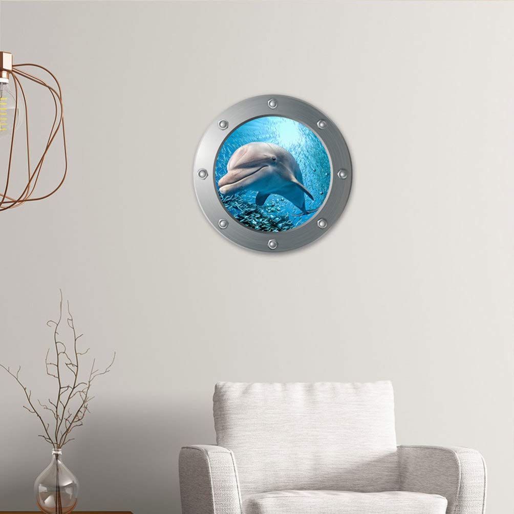 Stickers Decorativos De Ventana Submarina Diseño De Delfines Para Habitaciones Infantiles y Salones Pegatinas Extraíbles Para Decorar El Hogar