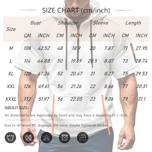 Mens Hoodies Summer Short Sleeve Top Comfy Running Tops Hoodie Men Gym Shirts Lightweight Breathable Athletic T Shirt Smart Casual Beach Hoodies Tops Sports Outdoor with Pockets - Image 4