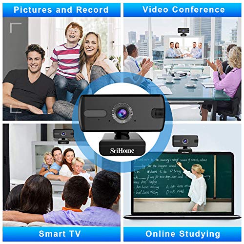 LUROON Full HD 1536P Webcam USB per PC, Videocamera PC Webcam con Microfono per Computer Desktop, Tablet, Laptop, Giochi, Video, Conferenze, ECC (Nero)
