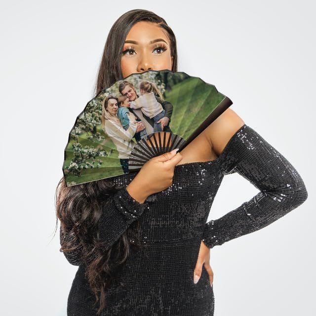 Miniatura 6 de WERWAES Ventilador plegable personalizado con foto personalizada, abanicos plegables para bodas, bailes, salones, cosplay, fiestas, abanicos