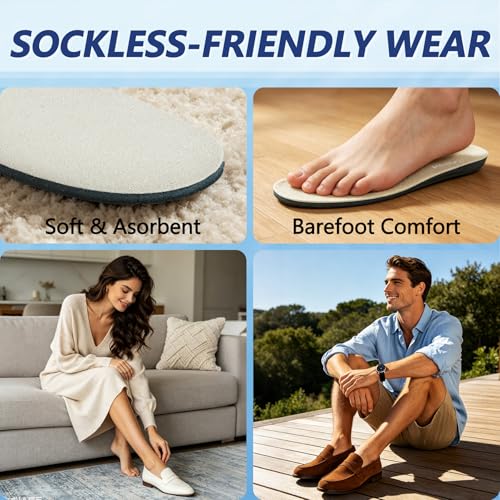 Image of riemot Sockless Terry Cloth Insoles for Women Beige US6 / EU37 | Soft terry cloth, barefoot comfort, moisture-wicking feel, light cushioning, trim-to-fit for loafers, slip-ons and flats
