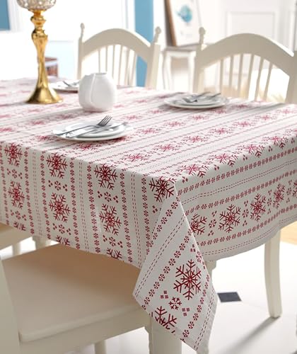 Nappe carrée 140x140 flocon lavable en machine pour protection de table à manger - 5