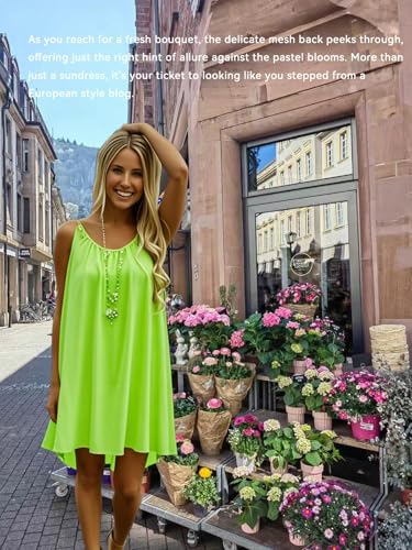 Image of Women's Chiffon Summer Casual Sundress Spaghetti Strap Tank Beach Dresses Bathing Suit Coverup