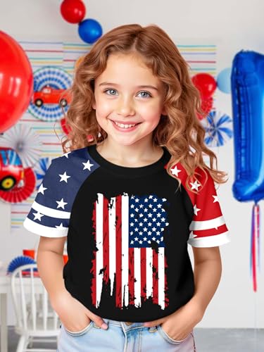 Image of Ithalt Boys Girls USA Shirts Kids 4th of July Shirts American Flag Tshirt Patriotic Top Independence Day Outfit 5-13y