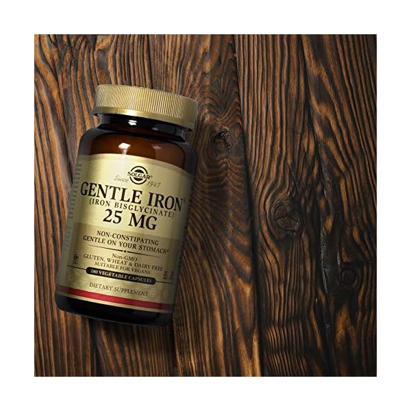 Solgar Gentle Iron - Ideal for Sensitive StomachsRed Blood Cell Supplement, , Non Constipating & GMO, Vegan, Gluten & Dairy Free, Kosher - 180 Servings, Unflavored, 180 Count