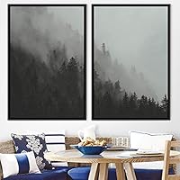 2 Piece Framed Canvas Wall Art Misty Forest Canvas Prints Home Artwork Decoration for Living Room,Bedroom - 16