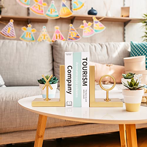 Book Ends Gold Bookends Heavy Duty Decorative Bookends To Holders Books Unique Modern Book End Metal Book Stoppers For Shelves/Office Decor/Home,Book Holders Nonskid (Gold) #TOP4