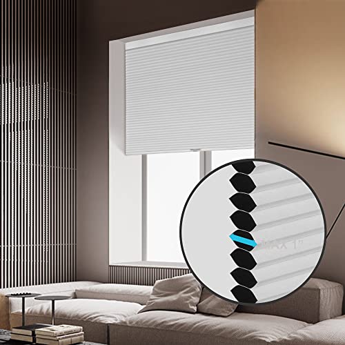 Blackout Cellular Shades Cordless Blinds Sulugood Honeycomb Shades Aluminum Window Blinds For Home, Door, Custom Size, Blackout-White #TOP1