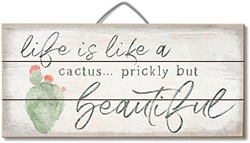 Highland Home Life is Like A Cactus Slatted Pallet Wood Sign Made in The USA