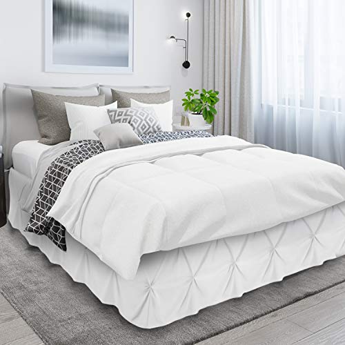 Image of Nestl White Bed Skirt Queen Size, Pinch Pleat Queen Bed Skirt, 14 inch Inch Drop Queen Bedskirt, Hotel Quality White Bed Skirts, Premium Microfiber Bedskirt for Queen Bed, White Queen Bed Skirt