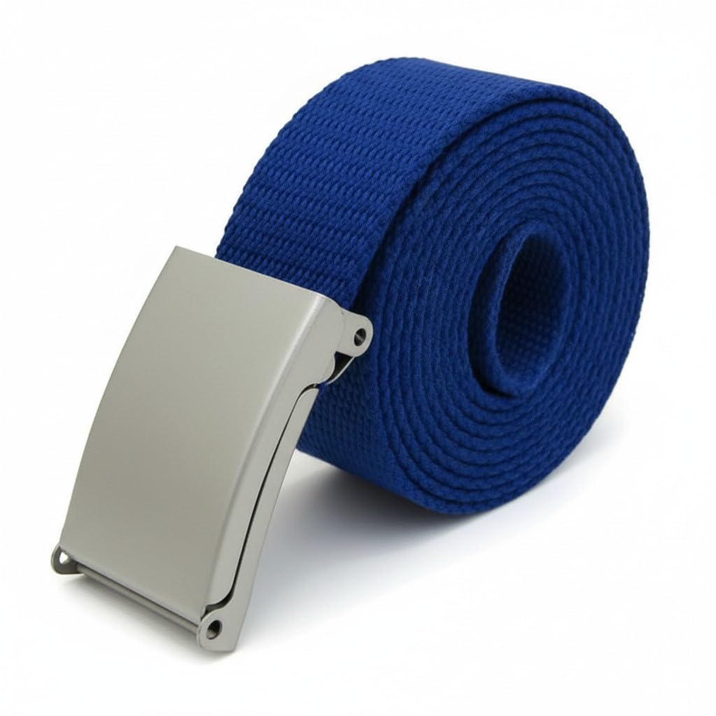 TheGloveHut Unisex Cotton Canvas Webbing belt Buckle (Royal Blue, Extra Large 44")