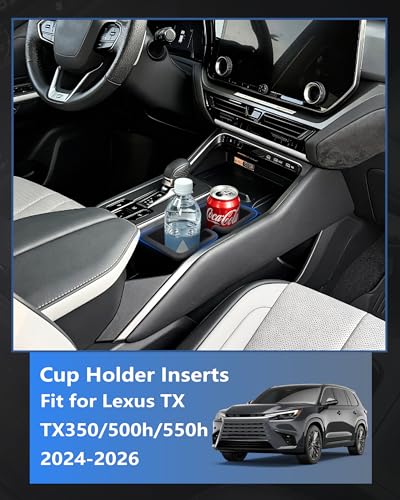 Image of Cup Holder Inserts for 2024-2026 Lexus TX (TX350 TX500h TX550h+), Silicone Non-Slip Cup Holder Coaster Liner, Anti-Spill & Noise Reduction, Easy Clean Car Interior Accessories