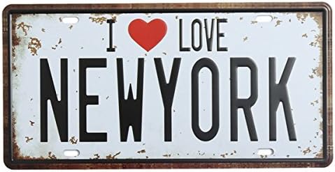New York License Plate Tin Sign Vintage Metal Poster Bar Pub Jersey Wall Decor