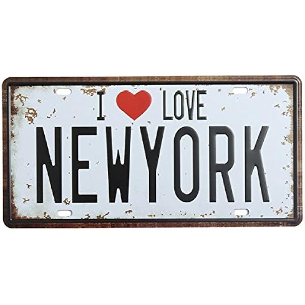 Bluelover New York Tablica rejestracyjna Tin Znak Vintage Metal Tabliczka Plakat Bar Pub Jersey Wall Decor