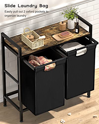 Egepon Laundry Basket, 2 * 11 Gal /42L Divided Laundry Hamper With Removable Liner Bag, Large Capacity Metal Frame Made Laundry Sorter Laundry Room Organization #TOP4