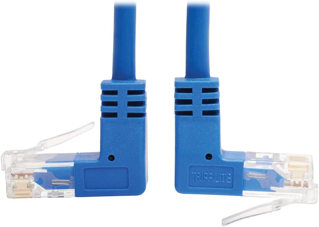 Tripp Lite Up/Down Angle Cat6 Ethernet Cable, Gigabit Molded Slim UTP Network Patch Cable, Blue, 1 ft. (N204-S01-BL-UD)