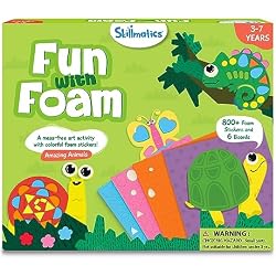 Skillmatics Foam Sticker Art Activity - Animals, Mess-Free Fun for Kids, 800+ 3D Foam Stickers, DIY Felt Craft Kits, Gifts for Boys & Girls Ages 3, 4, 5, 6, 7