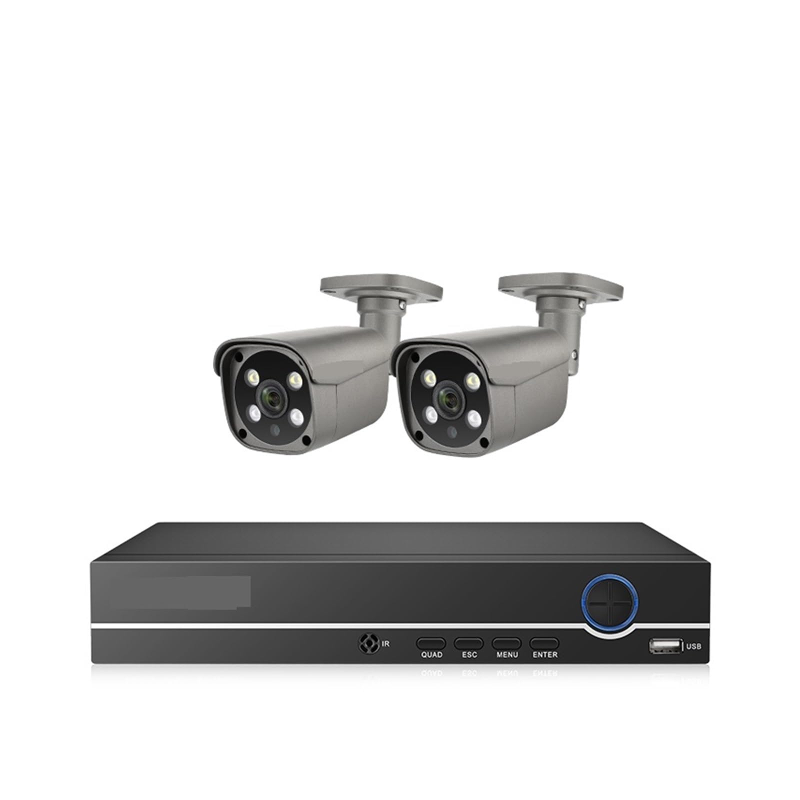 Systemy kamer CCTV, Zestaw do nadzoru wideo 8CH 5MP Kolorowy noktowizor Zewnętrzny wodoodporny system CCTV Kamera IP POE Dwukierunkowa(None,8CH NVR (2Cameras))
