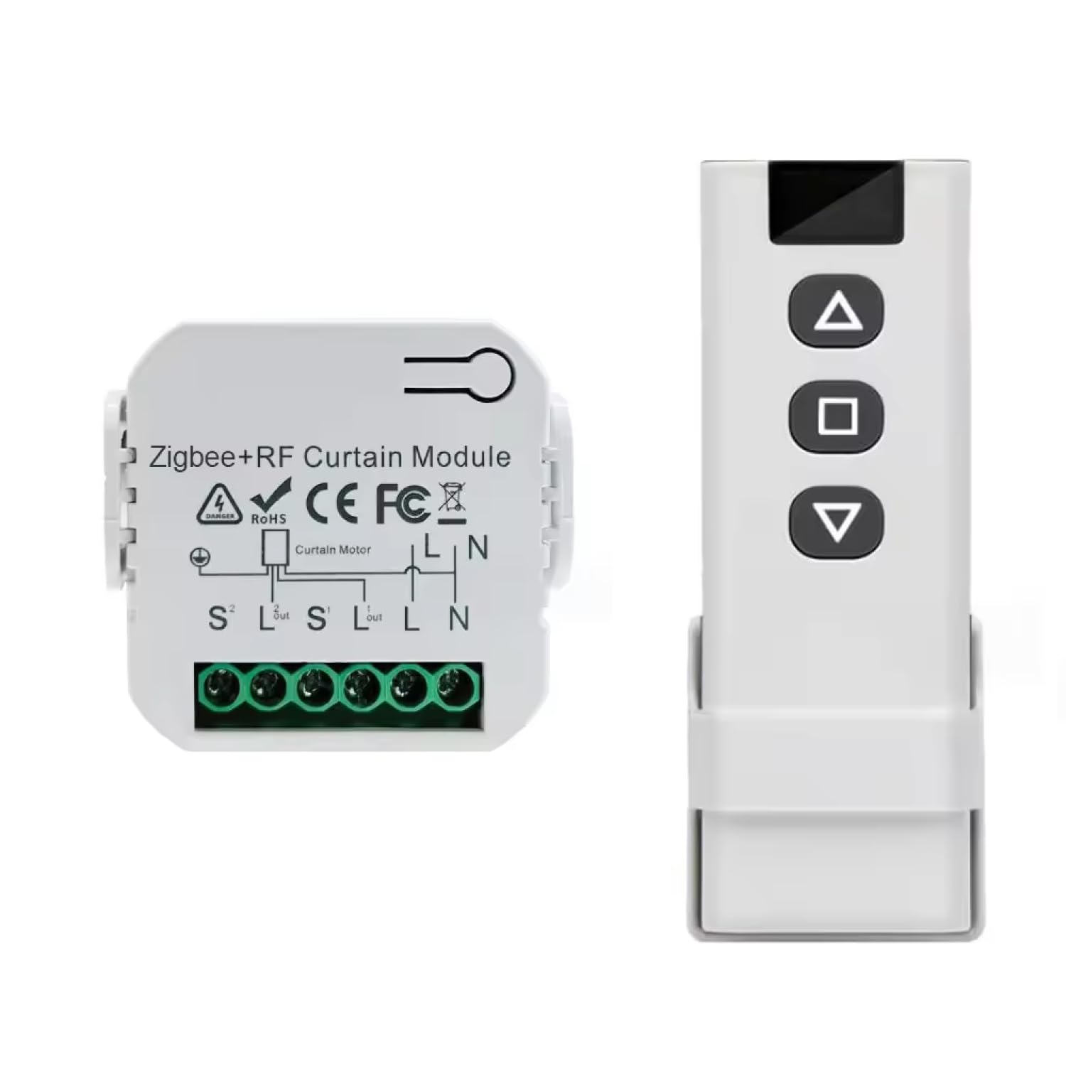 Zigbee Wireless Shutter Control, Roller Shutter Switch, Blind Switch, Wireless Switch for Blinds, Shutters, Awnings, Receiver and Remote Control