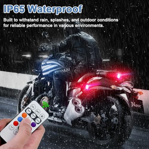 Image of STHIRA 4 Pack Waterproof LED Navigation Lights with Remote Control Without Battery 8-Color Switchable Multi Flashing Modes Modified Motorcycle Lights USB Rechargeable for Car Scooter Helmet Bike