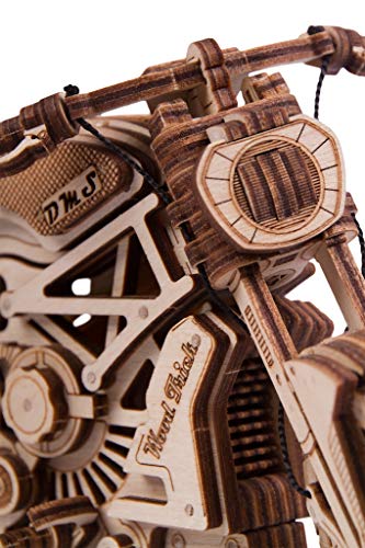 Wood Trick Motorcycle w/Rubber Band Motor Rides up to 16ft - Mechanical Model Kits for Adults - 10x4in - 3D Wooden Puzzles for Adults - Engineering DIY 3D Puzzle Wooden Models - Image 6