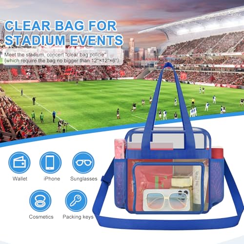 Image of Busiuw Clear Bag for Stadium Events, Stadium Approved 12x12x6 Clear Tote Bag for Sport Fan, Work Concert Travel