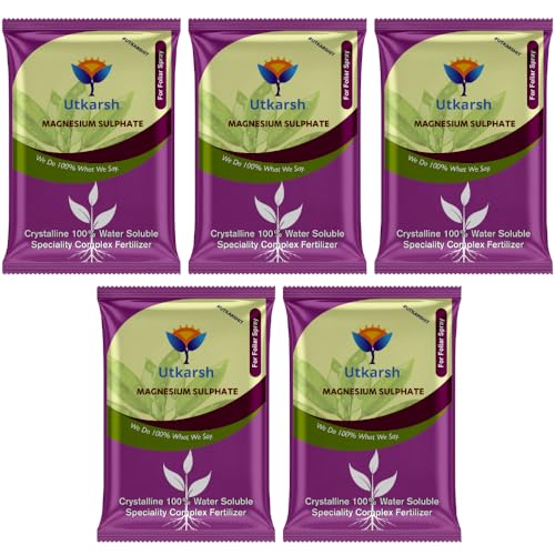 Image of Utkarsh Epsom Salt - Magnesium Sulphate for Plants Growth and Home Garden | 100% Water Soluble Fertilizer | Enhances Photosynthesis & Nutrient Uptake (4.5 Kg; Pack of 5 of 900 gm)