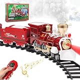 LENGTOUQ Train Set, Train Toy with Remote Control, Toy Train Set Under The Christmas Tree with Sounds, Lights and Smoke, Easter Gifts for Toddler 3 4 5 6 7 8 Years