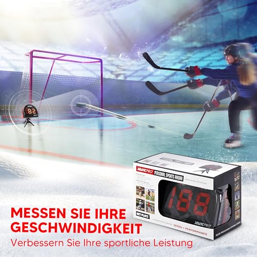 NET PLAYZ Hockey Radar Geschenke Trainingshilfen – Speed Guns Speed Sensor, Hands-Free Radar Guns | Eishockey Feldhockey Street Roller Hockey, High-Tech Gadget & Gear, Schwarz