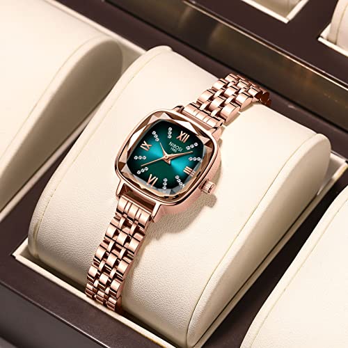 NIBOSI-Women-Watches-Analog-Rose-Gold-Square-Dial-Womens-Watch-for-GirlsMissLadies-Diamond-Studded-with-Stylish-Watches-Waterproof
