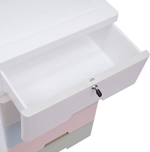 Miniatura 5 de Cajones de plástico de 5 capas para tocador, armario de almacenamiento de bebé, armario para niños, organizador de ropa colorida de 5 cajones,