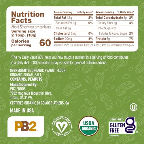 Image of PB2 Organic Powdered Peanut Butter | USDA Organic Certified, Non-GMO Project Verified, Gluten-Free Peanut Butter Powder | Vegan, Keto Friendly | 24oz Resealable Jar (Pack of 3)