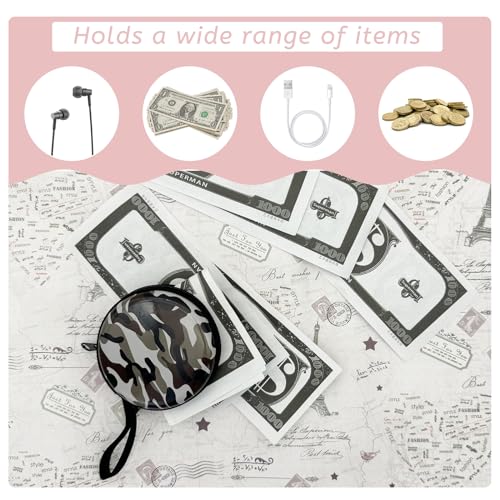 Change Purse, 4PCS Fashionable Camouflage Colour Coin Pouch, Unisex Portable Round Mini Purse Pouch with Hand Strap and Zipper for Storing Change and Keys4