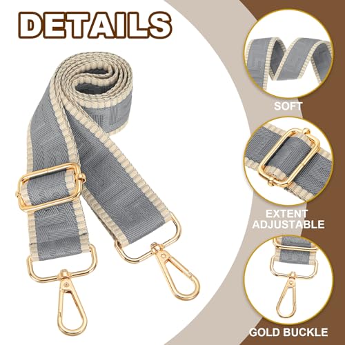 Image of PATIKIL Purse Strap, Adjustable Crossbody Bag Straps Wide Shoulder Strap Universal Replacement Shoulder Bag Belt for Women's Handbags Canvas Satchels Bag Backpack, Light Grey
