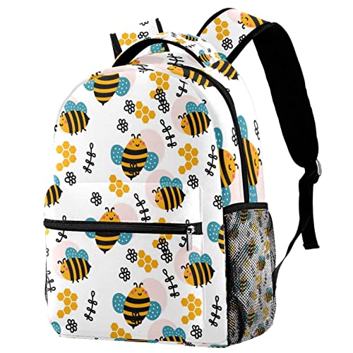 Sac à dos abeille jaune spacieux : fini les affaires mouillées grâce au porte-bouteille