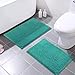 MAYSHINE 16x24 inches Non-Slip Bathroom Rug Shag Shower Mat Machine-Washable Bath mats with Water Absorbent Soft Microfibers, 2 Pack, Turquoise