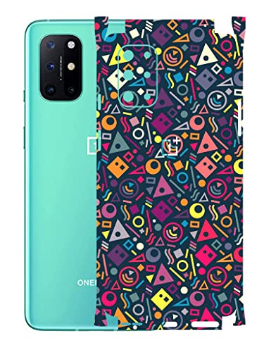 Image of AtOdds - Compatible for OnePlus 8T Mobile Back Skin Film Wrap (Coverage - Back+Camera+Sides) (Shapes Graffiti)